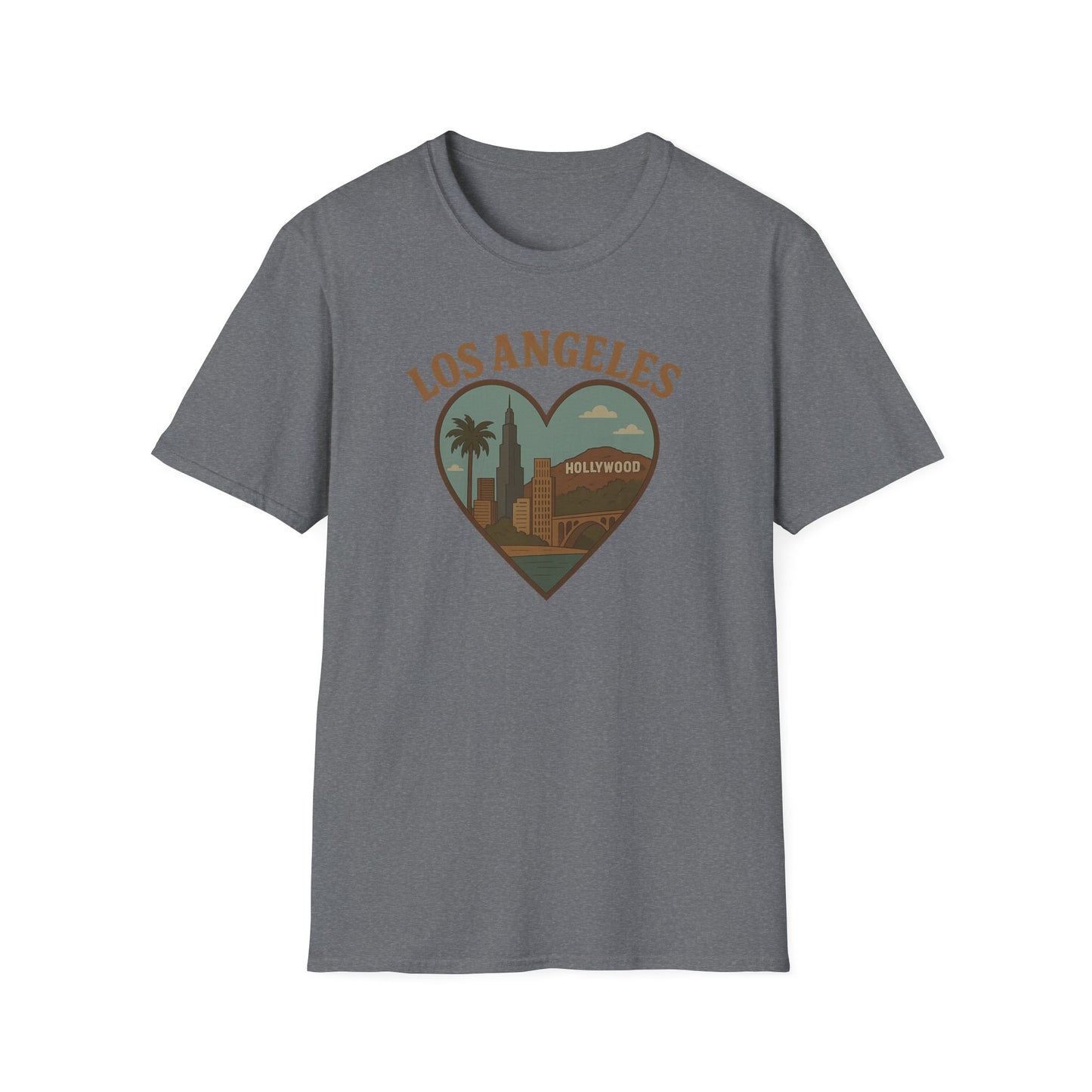 Feel the Love in Los Angeles with this Unisex Soft Cotton Hollywood T-Shirt