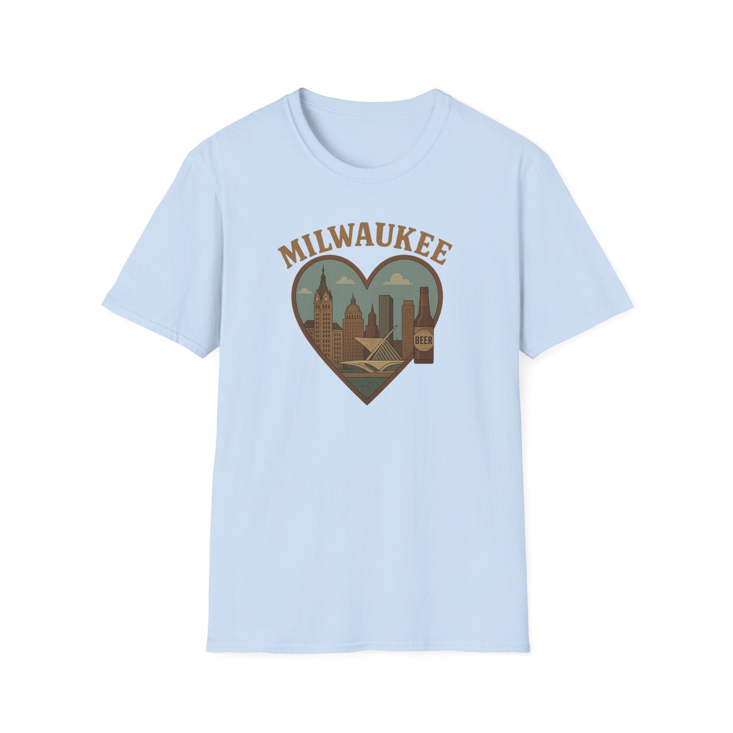 Fall Head Over Heels with This Milwaukee Skyline and Beer Lover's T-Shirt in Soft Unisex Gildan Glory!