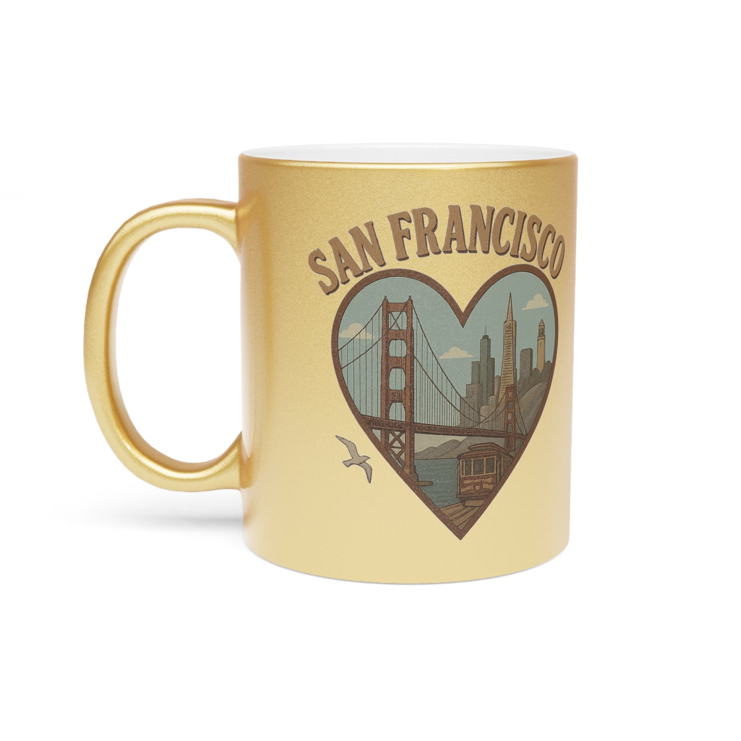 Sparkling Metallic Mug for San Francisco Lovers with Golden Gate Charm