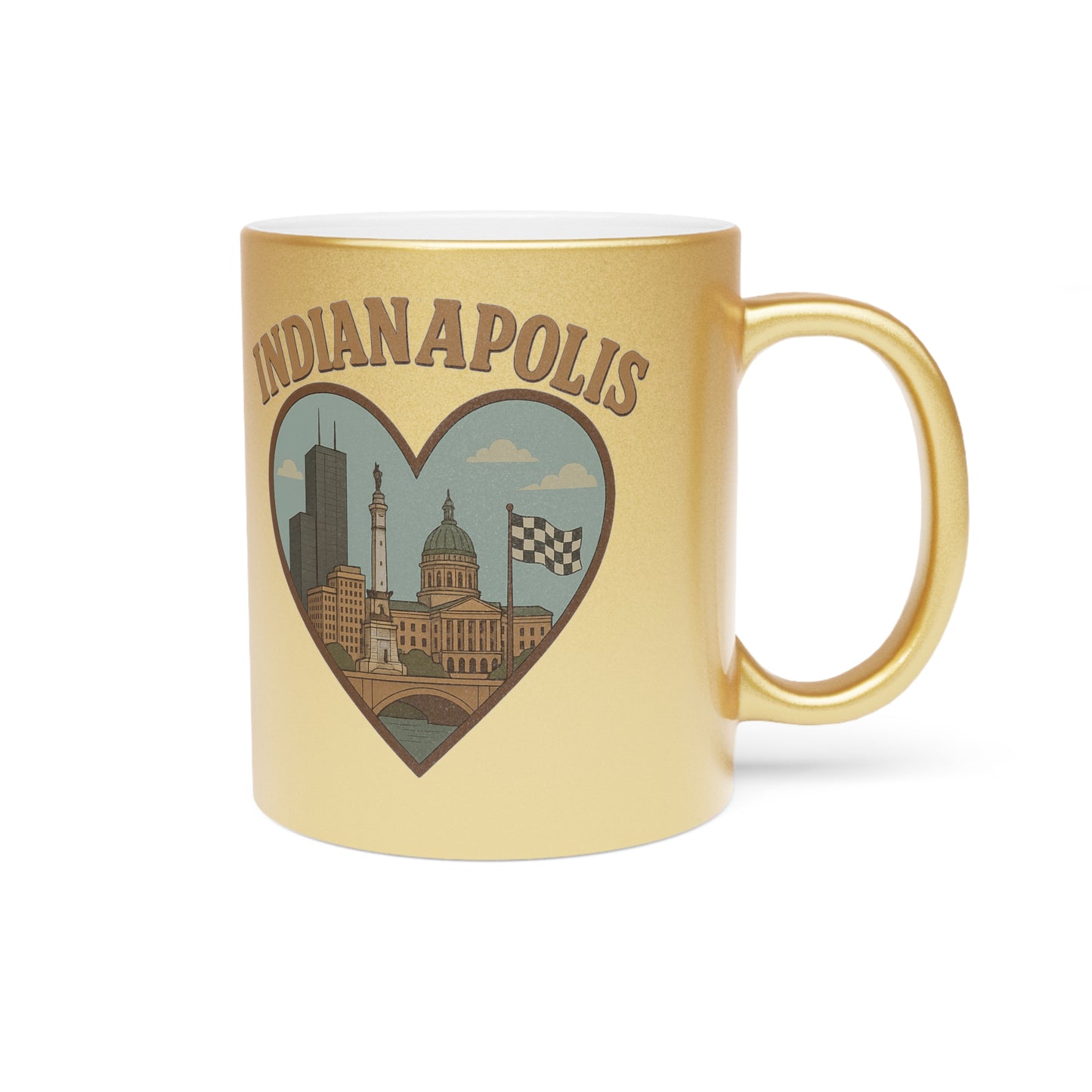 Indy Gold & Silver Mug: Sip Your Love for Indianapolis Iconic Skyline!