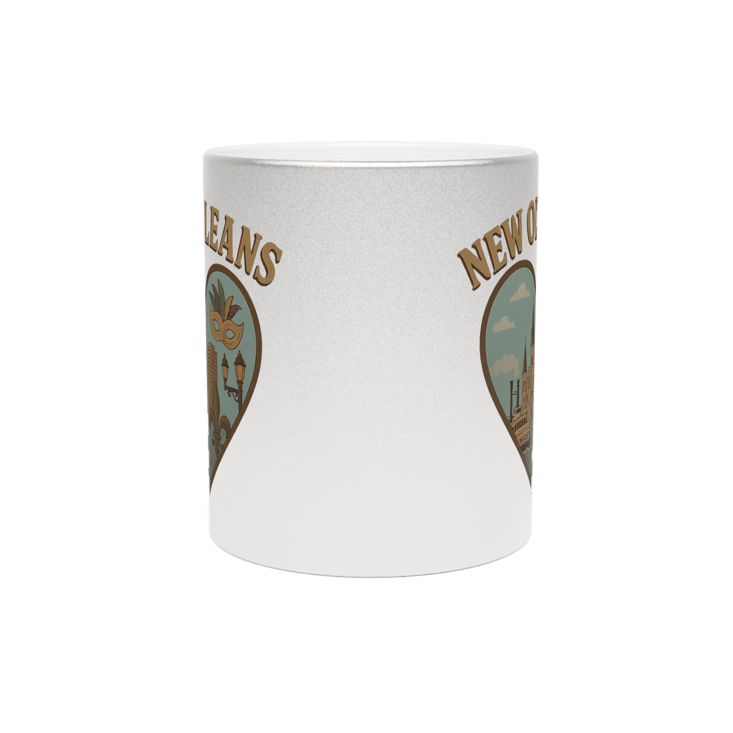 Sip with Soul: Metallic New Orleans Skyline Mug in Silver & Gold