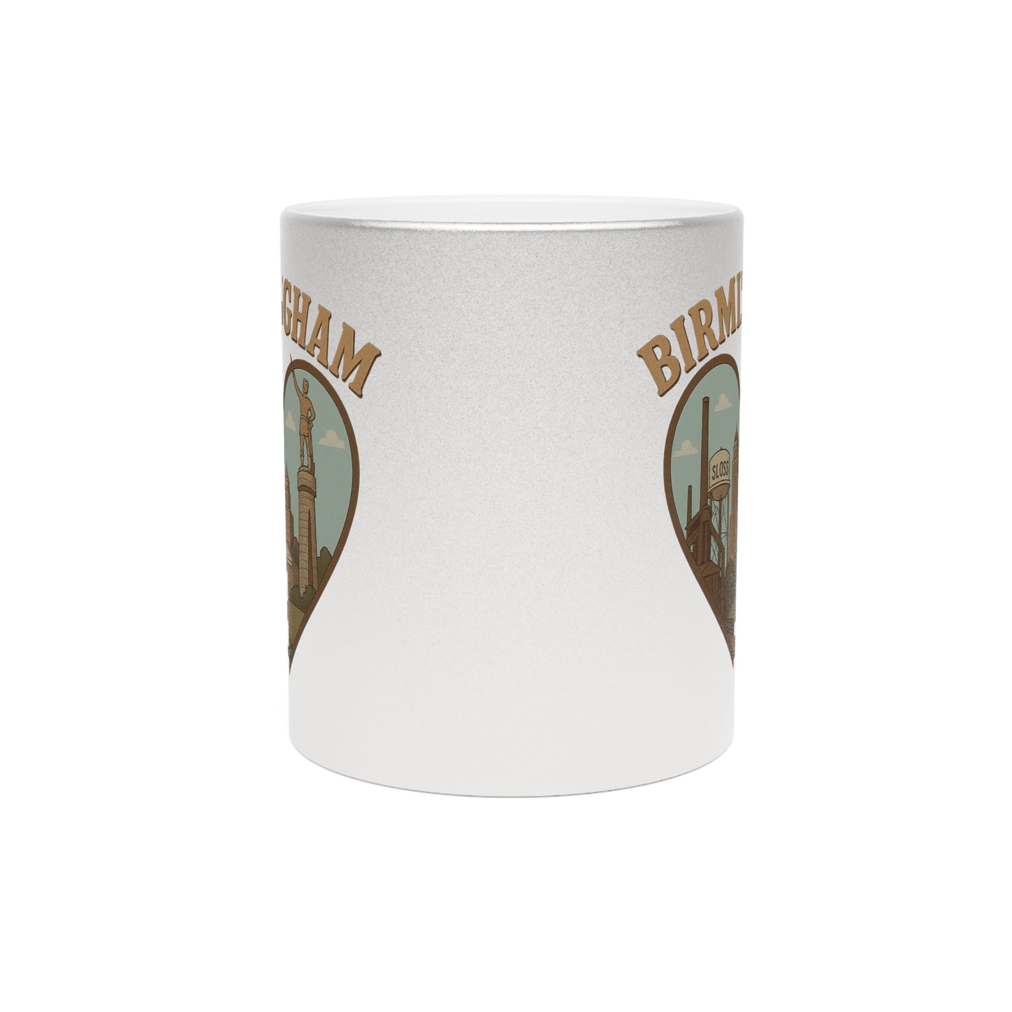Shiny Birmingham Metallic Mug with Vintage Skyline Heart - Perfect Gift!