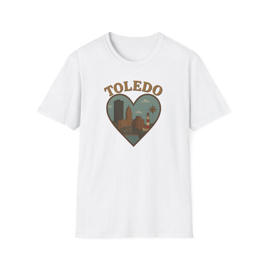 Fall Madly In Love with Toledo Skyline Heartbeat Unisex Tee