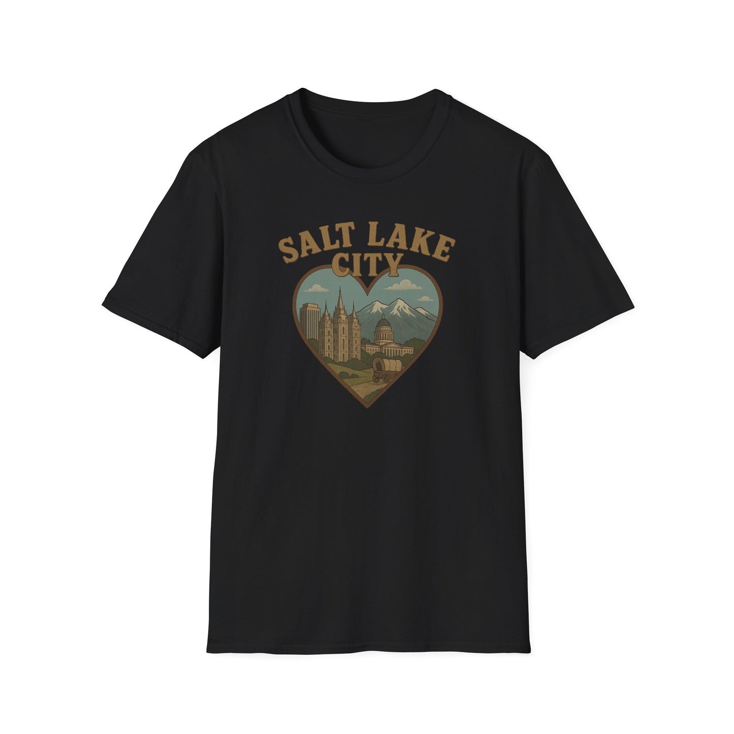 Embrace the Salty Air with Our Retro Salt Lake City Scenic Heart T-Shirt