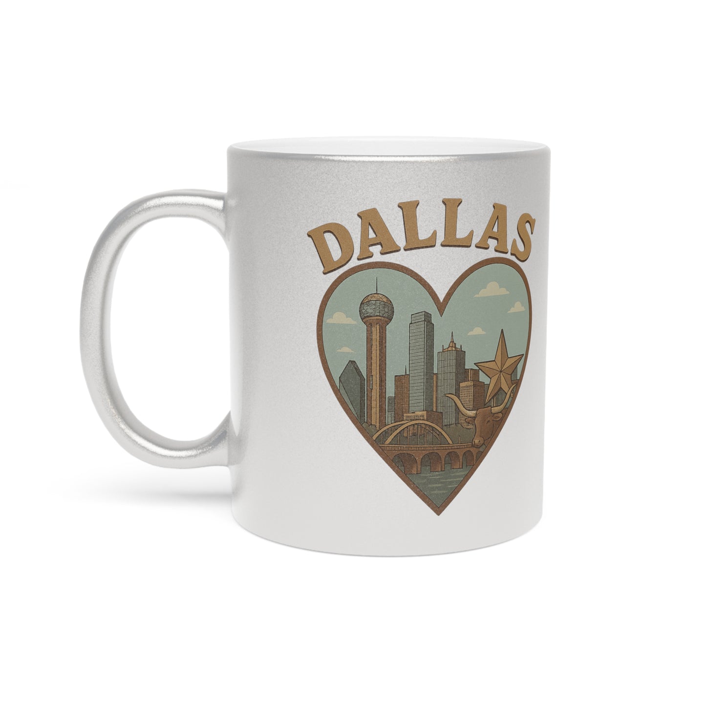 Sip Boldly with the Ultimate Dallas Metallic Mug - Gold and Silver Glory!